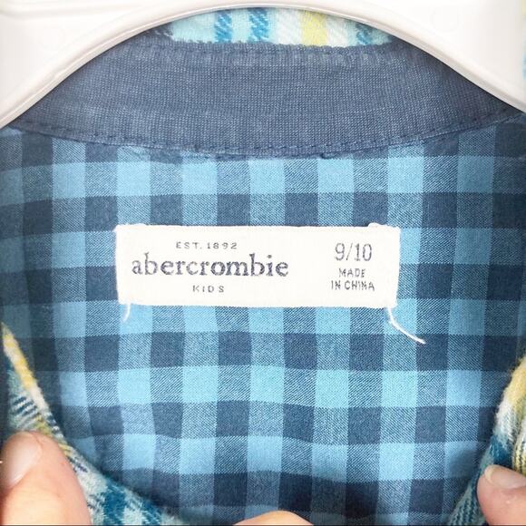 Abercrombie Kids Blue Plaid Flannel Button Down Sz 9/10 - Picture 3 of 5